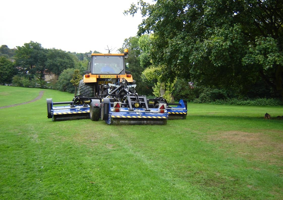 Ryetec Triflex gang flail mower has no problem following undulating ground without scalping